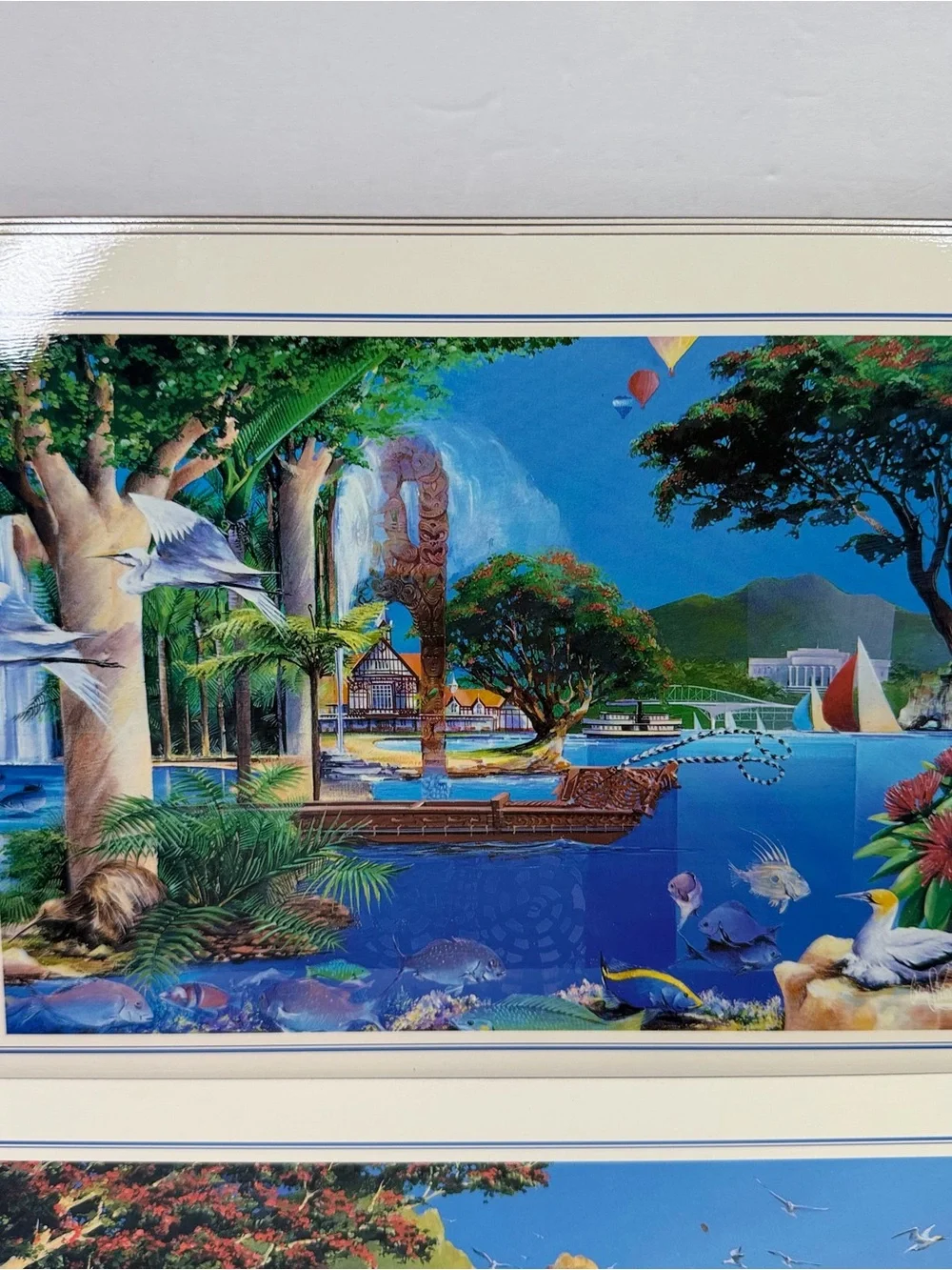 Set of 6 Coastal & Pastoral Scenic Placemats - Blue Multicolor